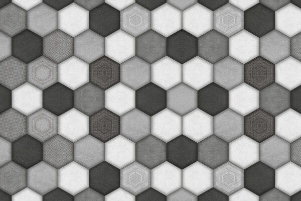 Motif géométrique hexagonal en niveaux de gris Motif géométrique hexagonal en niveaux de gris