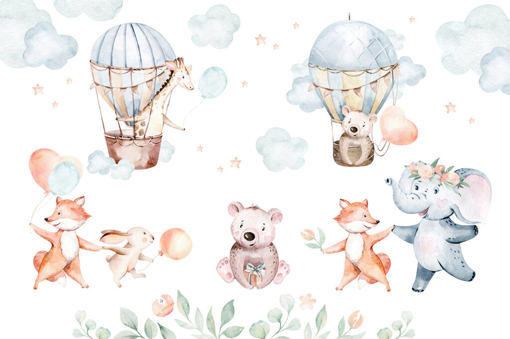 Ensemble d'animaux en aquarelle Ensemble d'animaux en aquarelle