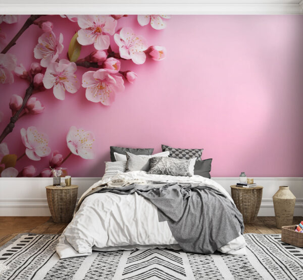 Groupe de fleurs roses sur fond rose Groupe de fleurs roses sur fond rose