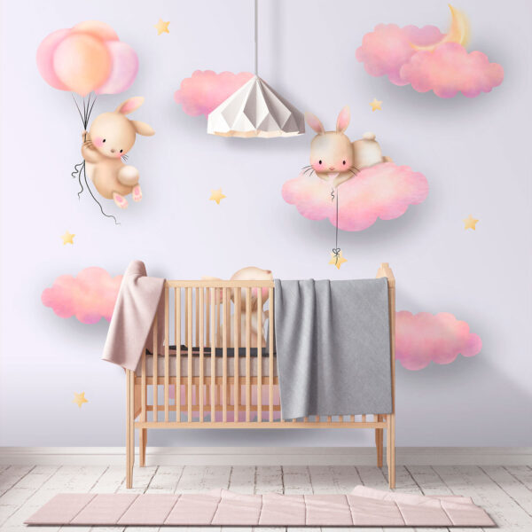 Groupe de lapins sur des nuages Groupe de lapins sur des nuages