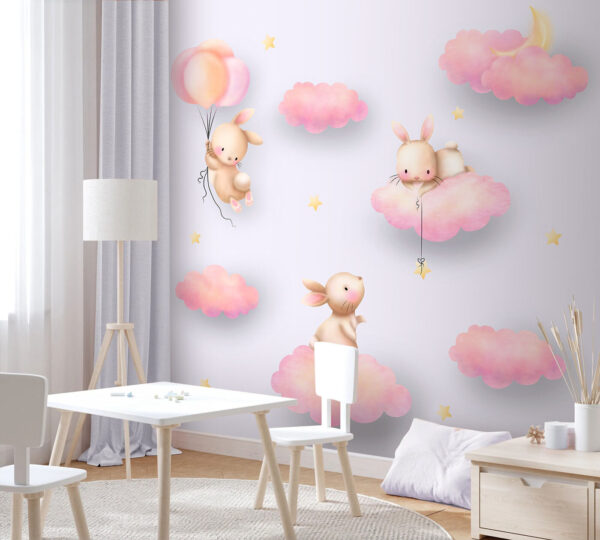 Groupe de lapins sur des nuages Groupe de lapins sur des nuages