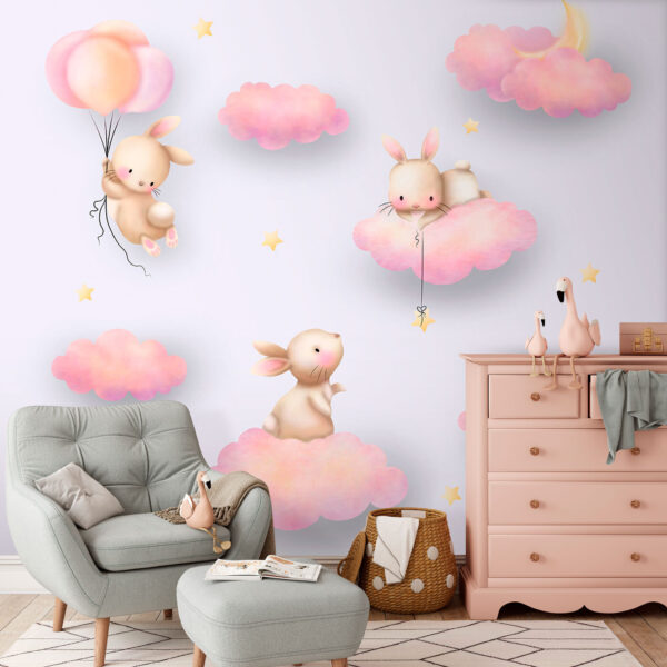 Groupe de lapins sur des nuages Groupe de lapins sur des nuages