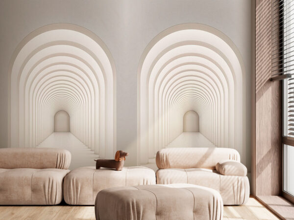 Couloir blanc avec fenêtres cintrées Couloir blanc avec fenêtres cintrées