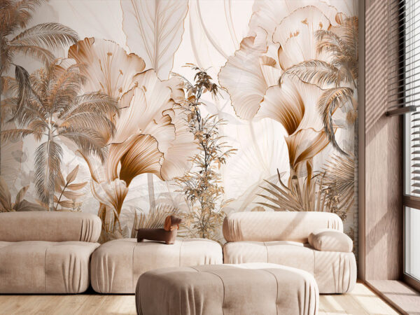 Papier peint avec des fleurs et des plantes Papier peint avec des fleurs et des plantes