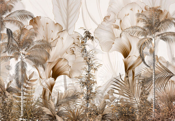 Papier peint avec des fleurs et des plantes Papier peint avec des fleurs et des plantes