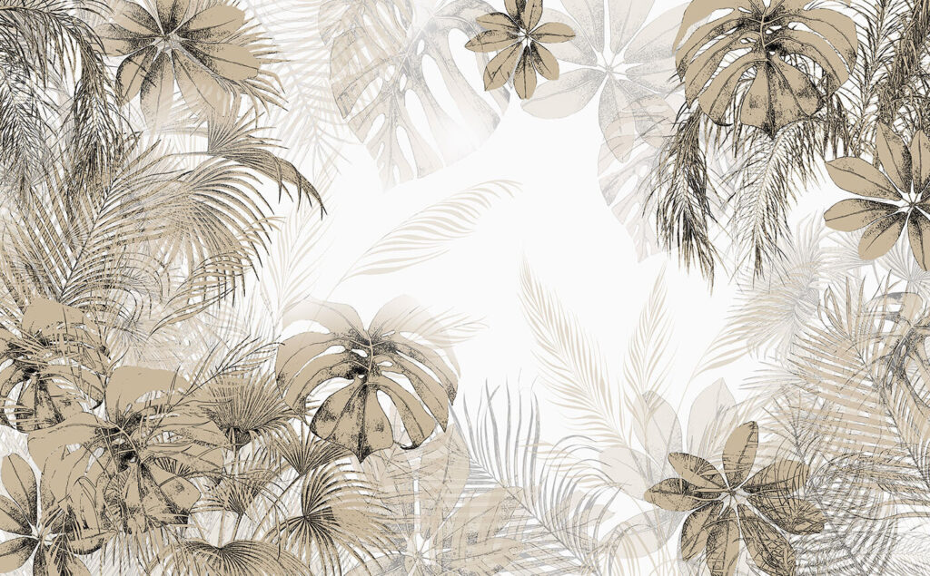 Feuilles tropicales dans des tons neutres et doux Feuilles tropicales dans des tons neutres et doux