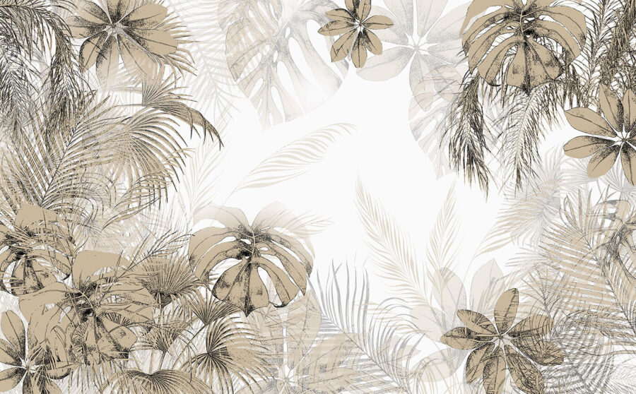 Feuilles tropicales dans des tons neutres et doux