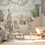 Papier peint Murale de cactus et de plantes grasses
