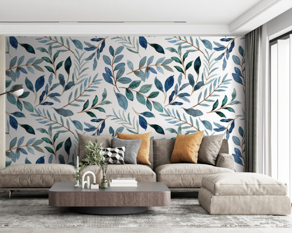 Motif de feuilles bleues et vertes Motif de feuilles bleues et vertes