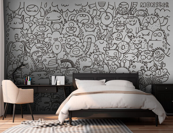 Groupe de monstres de dessins animés Papier peint Groupe de monstres de dessins animés