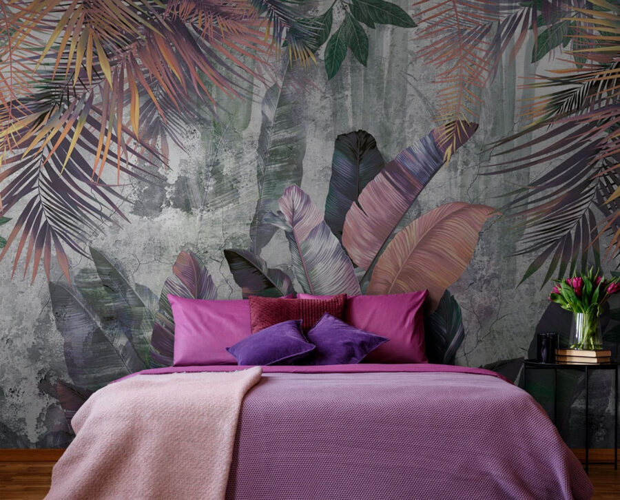 Papier peint avec des feuilles colorées
