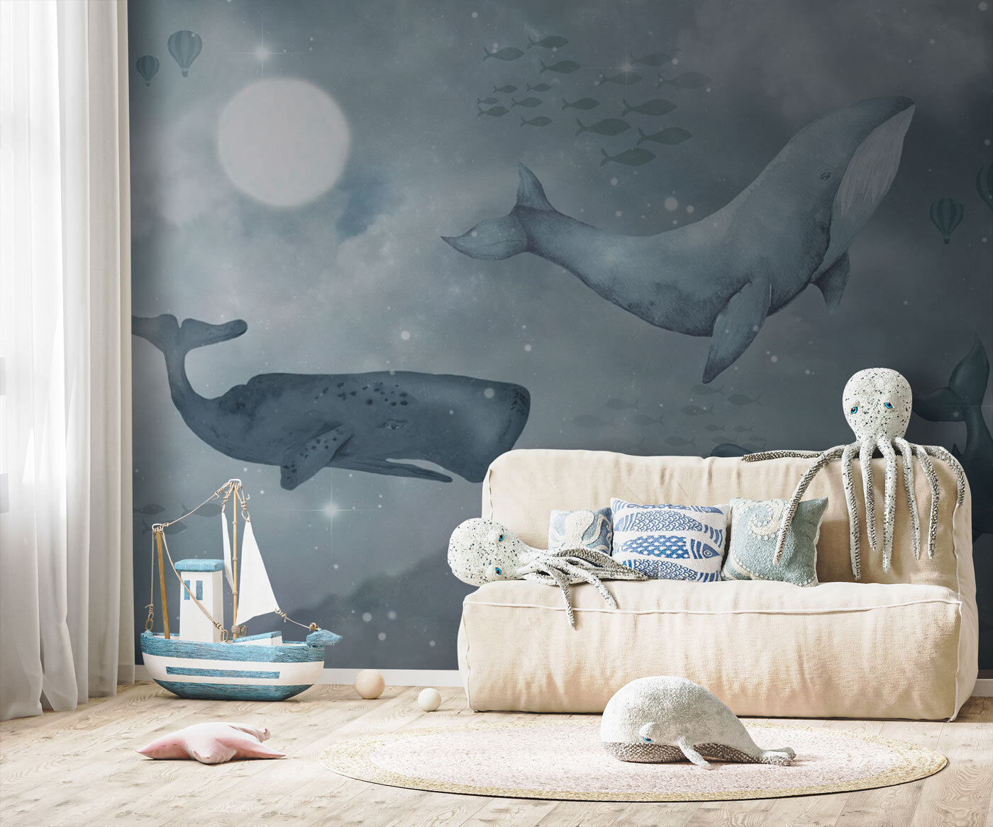 Group of whales swimming in the ocean Group of whales swimming in the ocean