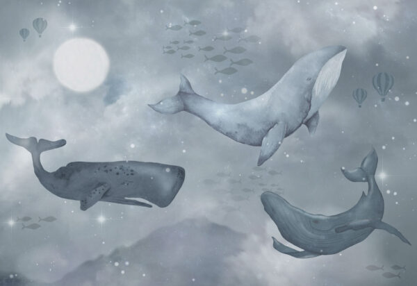 Groupe de baleines nageant dans l'océan Groupe de baleines nageant dans l'océan