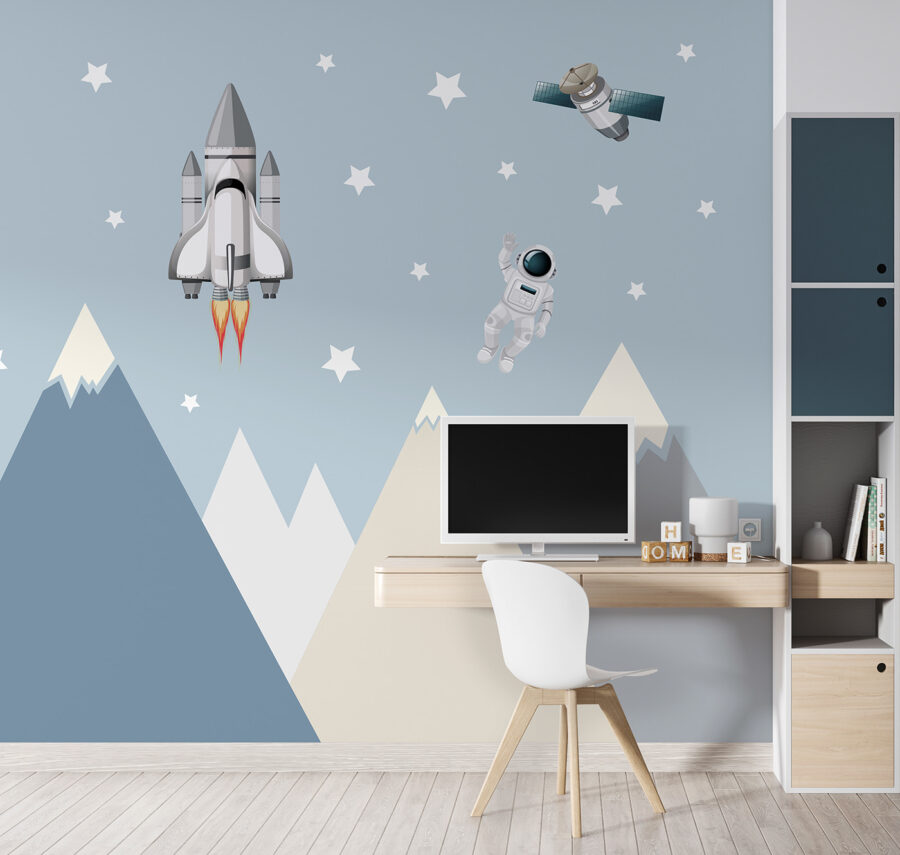 Navette spatiale et astronaute dans le ciel