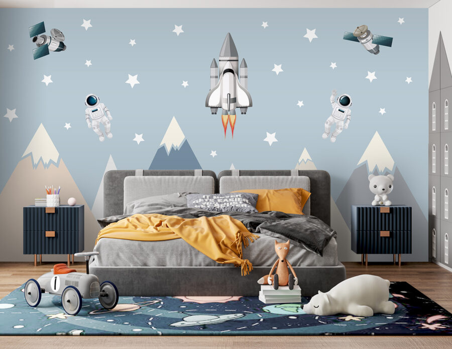 Navette spatiale et astronaute dans le ciel