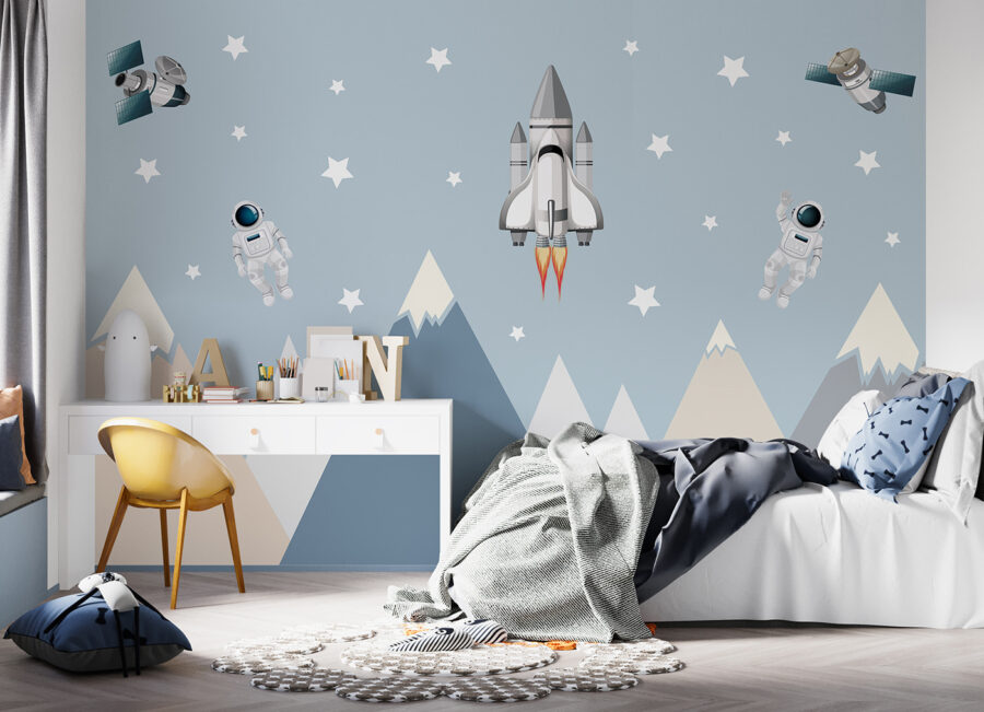 Navette spatiale et astronaute dans le ciel