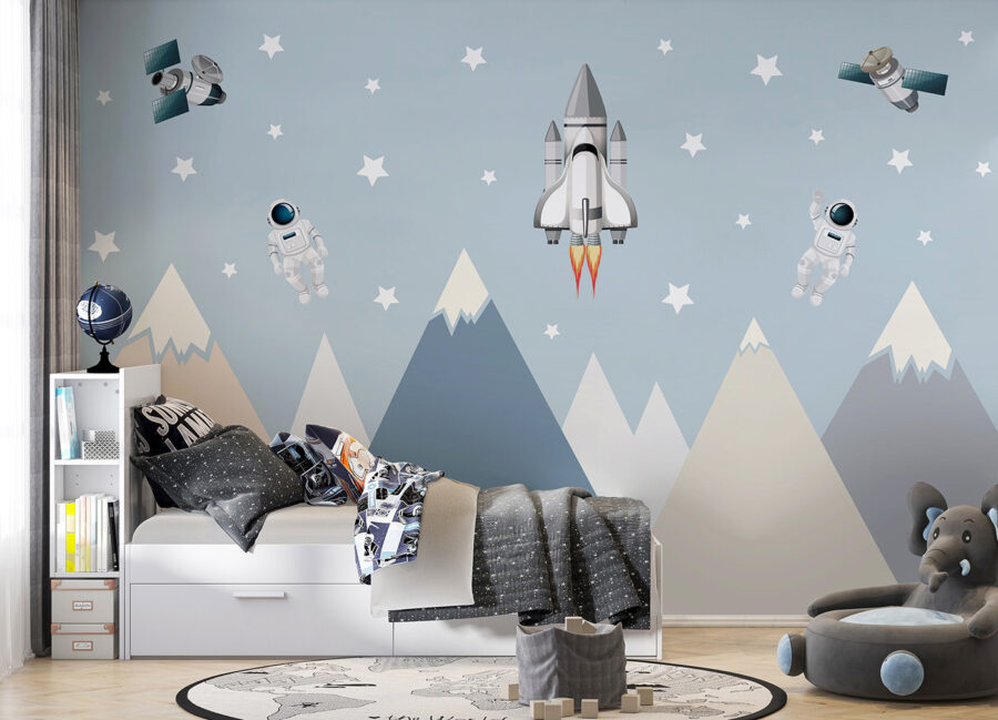 Navette spatiale et astronaute dans le ciel