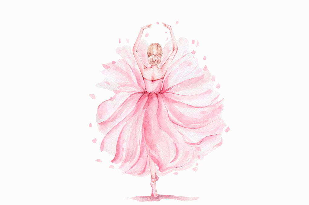 Aquarelle d'une femme en robe rose Aquarelle d'une femme en robe rose
