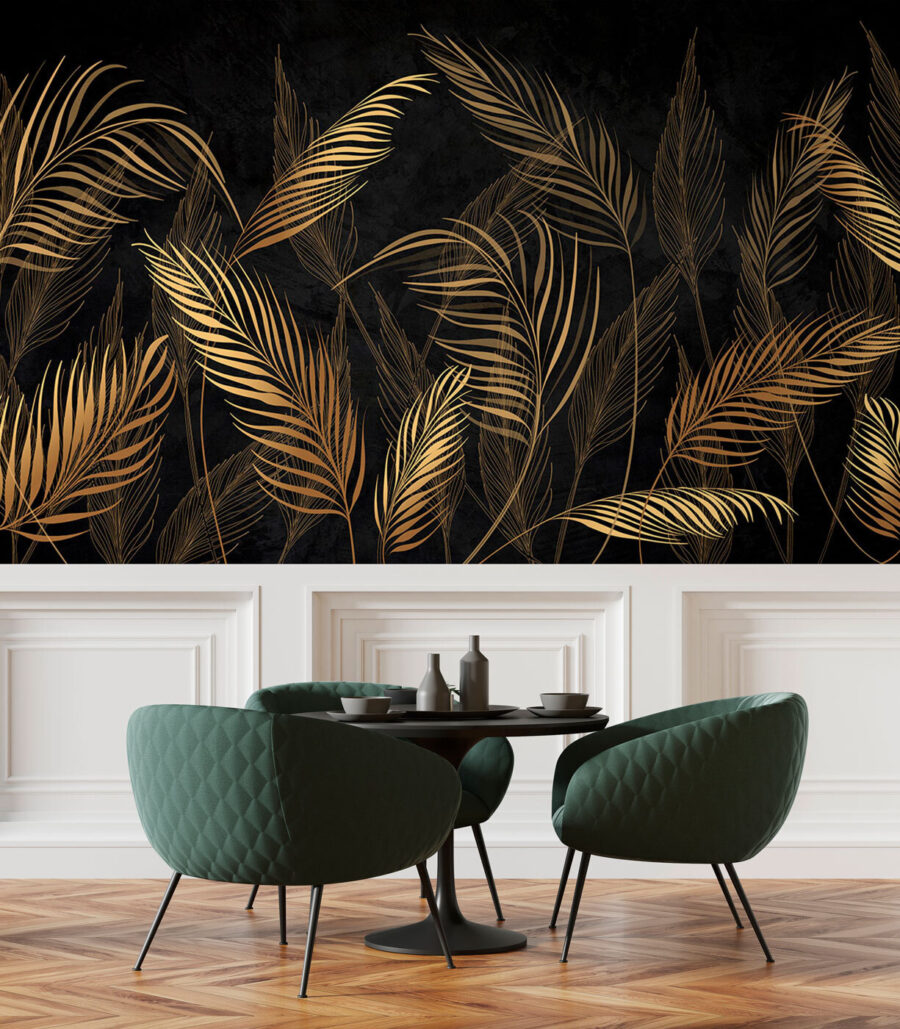 Feuilles élégantes sur fond sombre