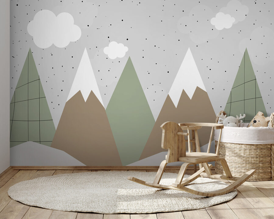 Dessin de montagnes et d'arbres
