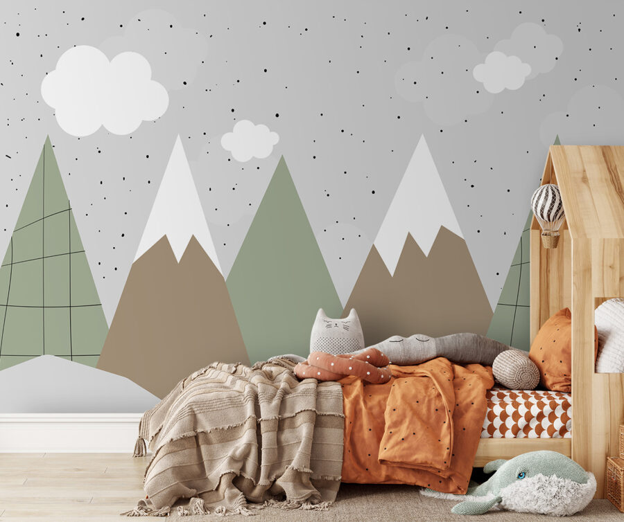 Dessin de montagnes et d'arbres