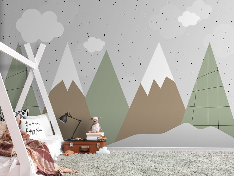 Dessin de montagnes et d'arbres