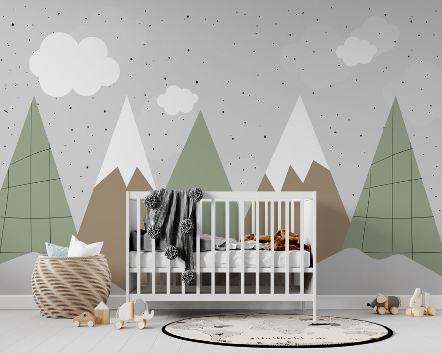 Dessin de montagnes et d'arbres