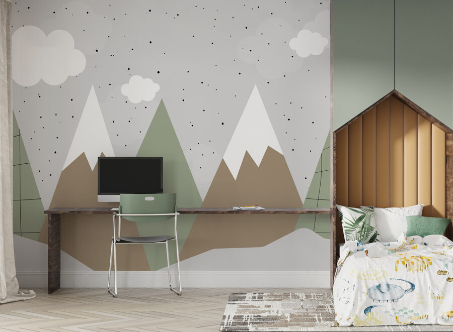 Dessin de montagnes et d'arbres