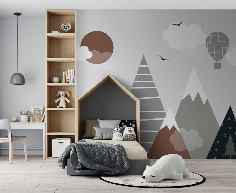 Paysage avec arbres et montagnes