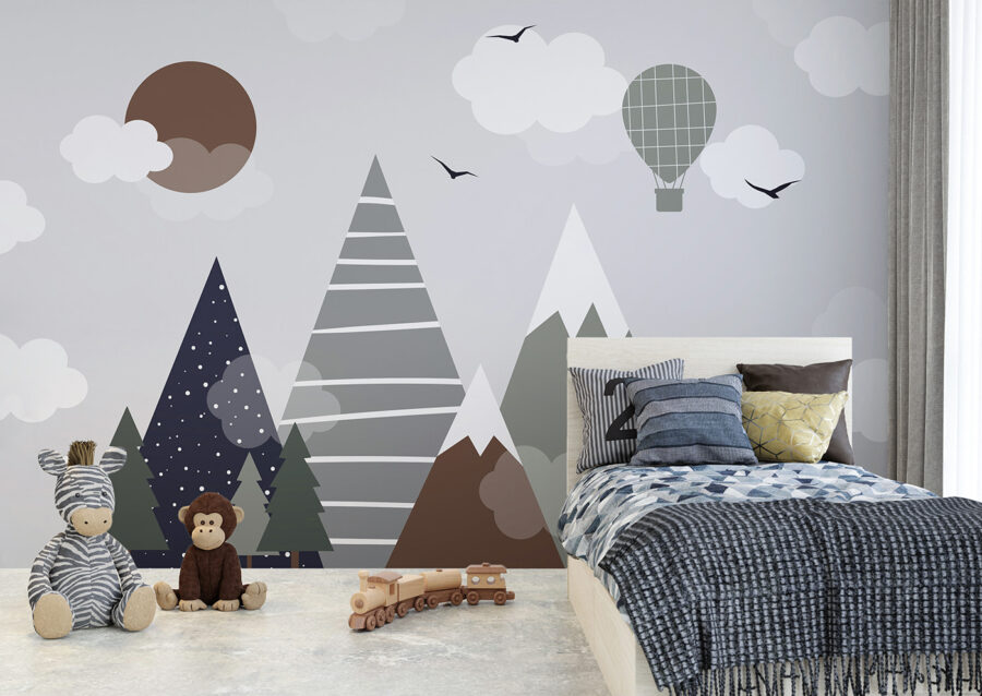 Paysage avec arbres et montagnes