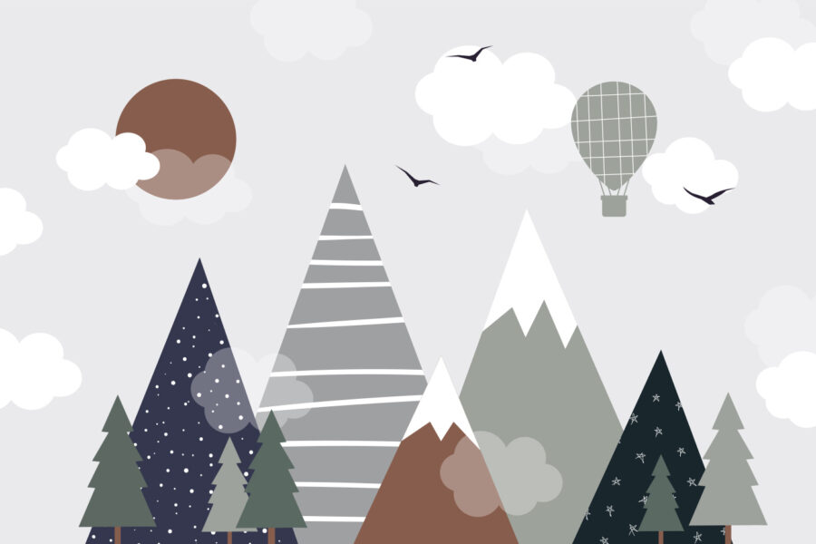Paysage avec arbres et montagnes