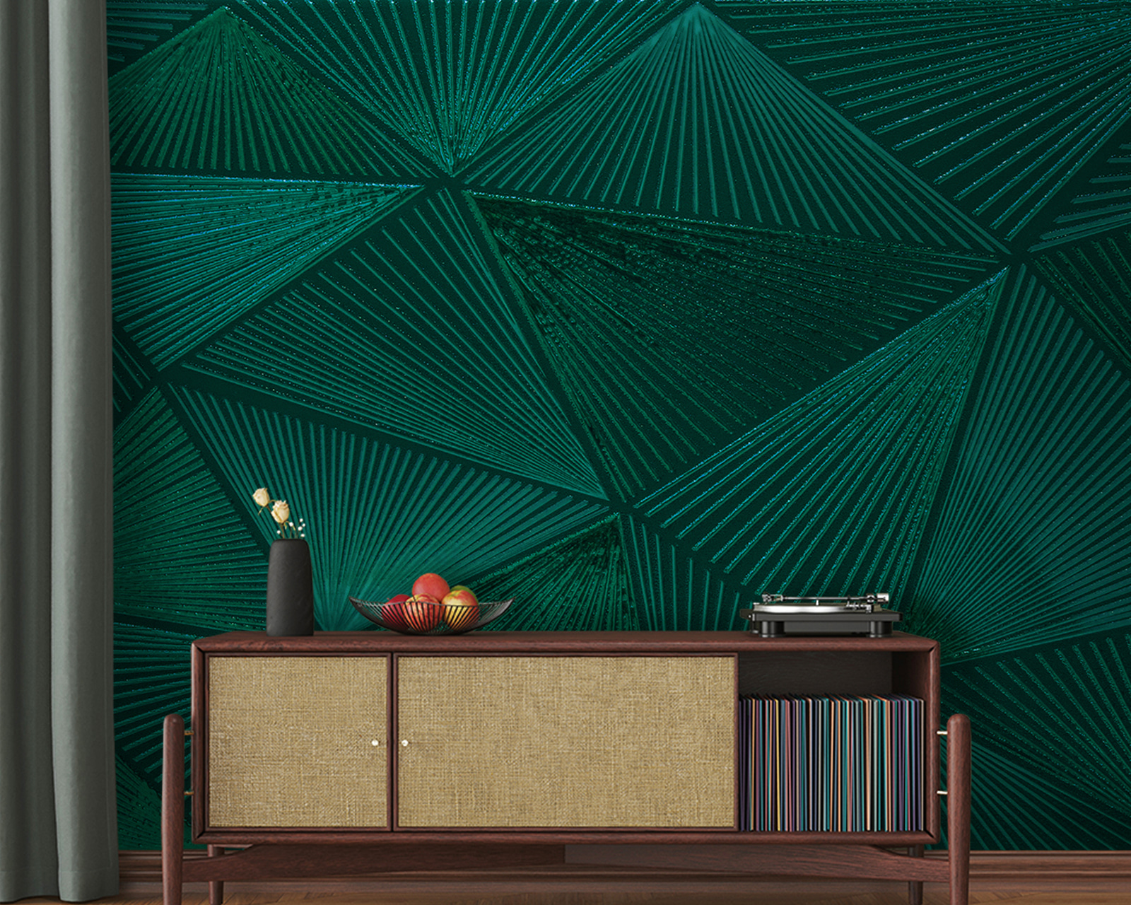 Green triangle pattern on a green surface