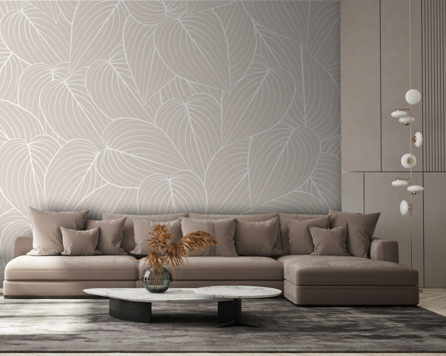 Motif de feuilles sur fond beige Motif de feuilles sur fond beige
