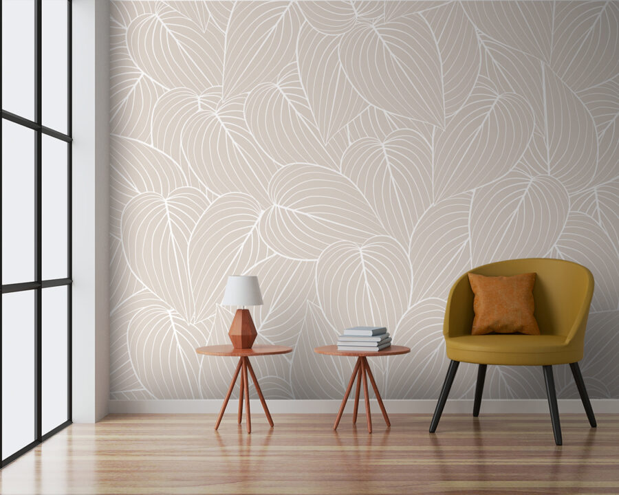 Motif de feuilles sur fond beige Motif de feuilles sur fond beige