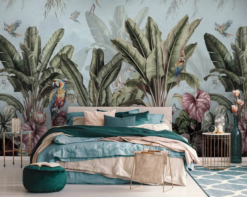 Papier peint avec des plantes tropicales et des oiseaux u96259pib111 1024x819 - Papier peint avec des plantes tropicales et des oiseaux - tegory