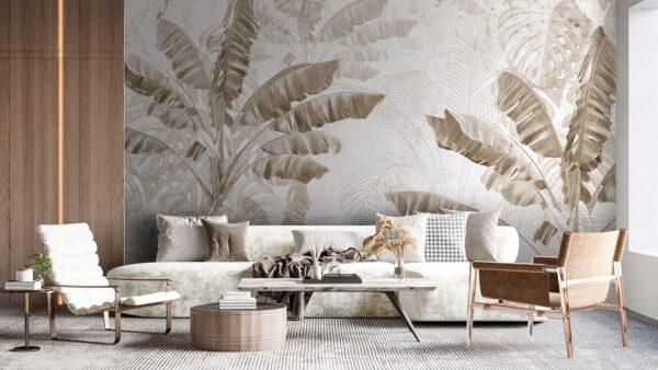 Feuilles tropicales en camaïeu doux Feuilles tropicales en camaïeu doux