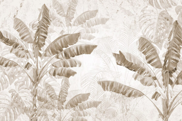 Feuilles tropicales en camaïeu doux Feuilles tropicales en camaïeu doux
