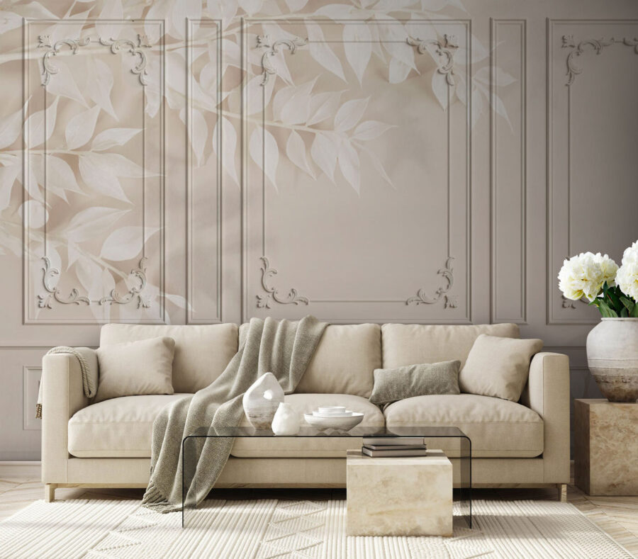 Mur avec des feuilles blanches