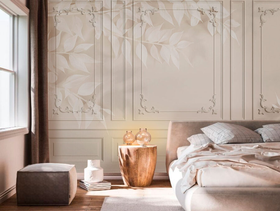 Mur avec des feuilles blanches