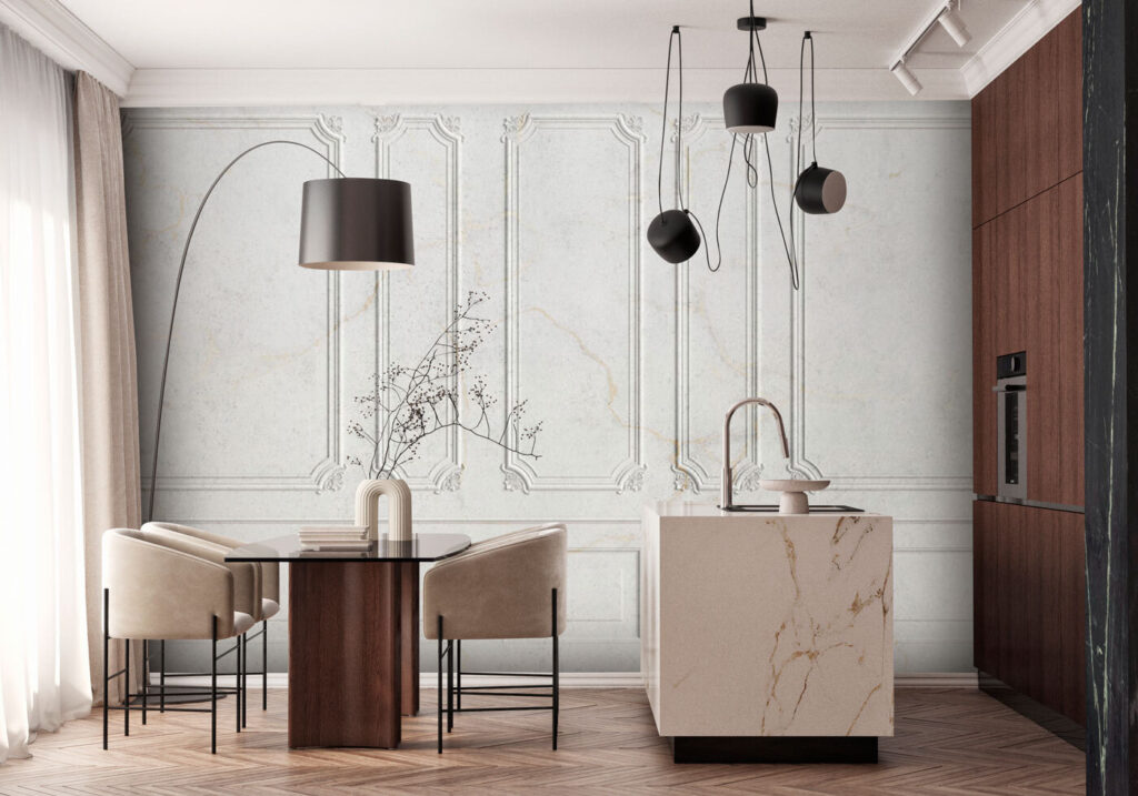 White wall with rectangular designs White wall with rectangular designs