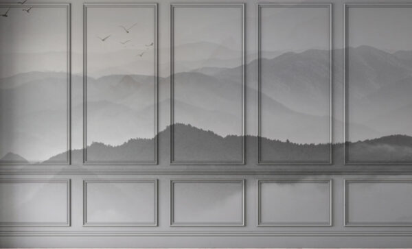 Mur avec une image de montagnes et d'oiseaux Mur avec une image de montagnes et d'oiseaux