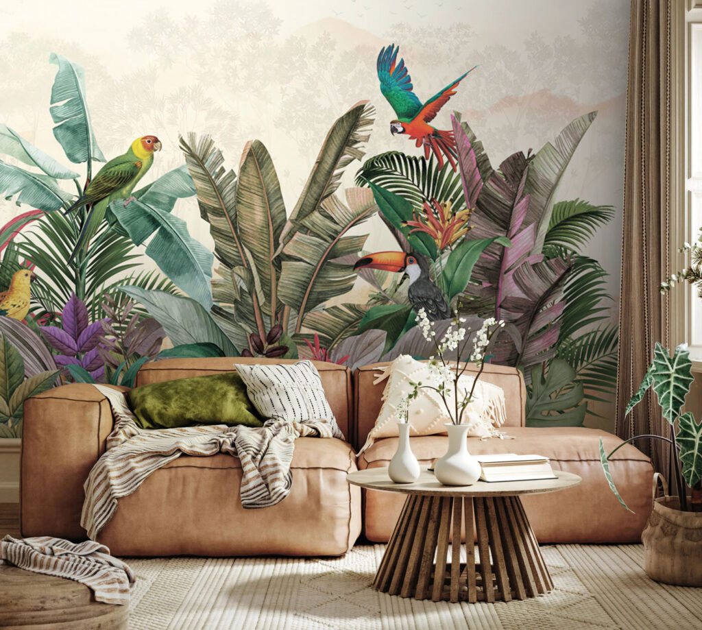 Group of birds and plants Group of birds and plants