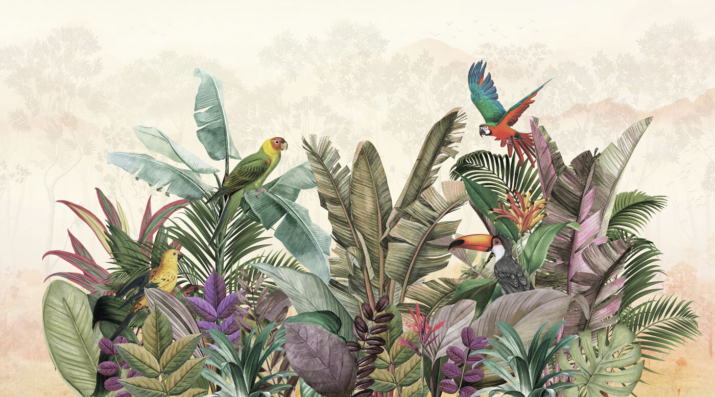 Group of birds and plants Group of birds and plants