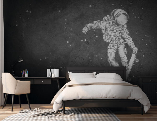 Dessin d'un astronaute sur un skateboard Dessin d'un astronaute sur un skateboard