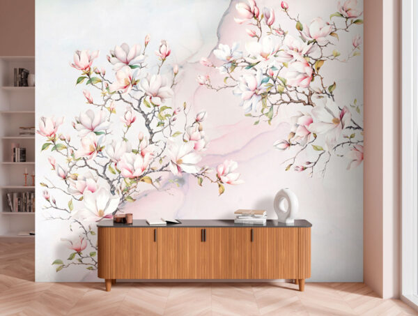 Peinture de fleurs sur une surface en marbre Peinture de fleurs sur une surface en marbre