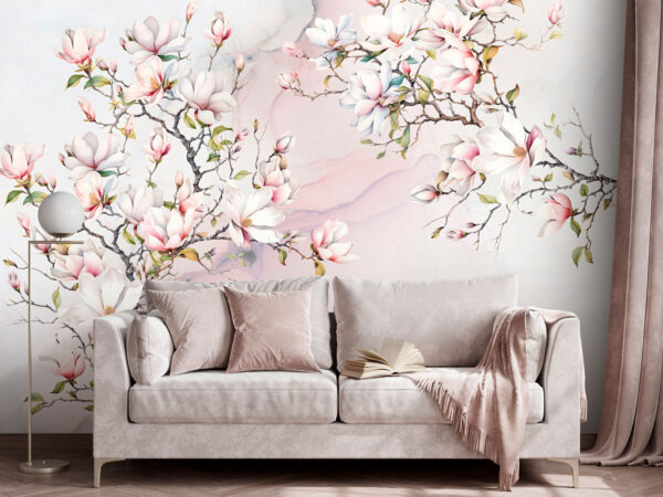 Peinture de fleurs sur une surface en marbre Peinture de fleurs sur une surface en marbre