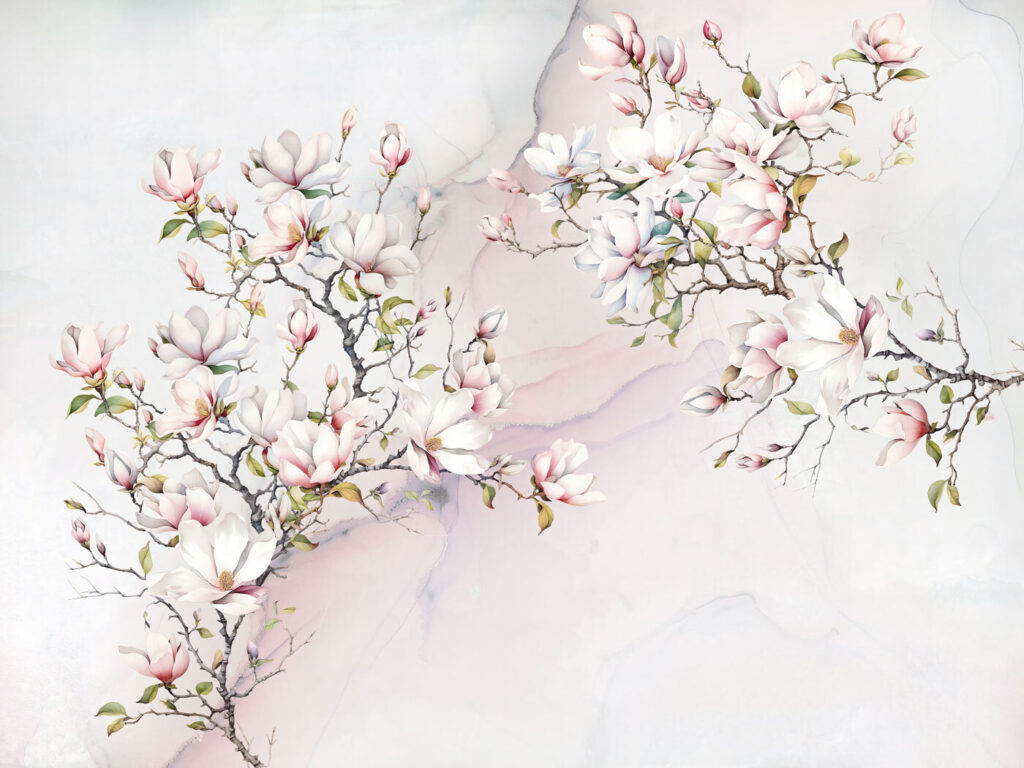 Peinture de fleurs sur une surface en marbre Peinture de fleurs sur une surface en marbre