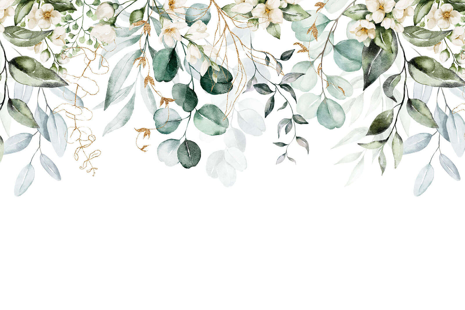 Watercolor painting of leaves and flowers Watercolor painting of leaves and flowers