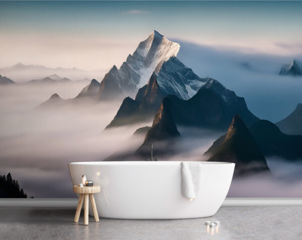 Chaîne de montagnes avec nuages Chaîne de montagnes avec nuages