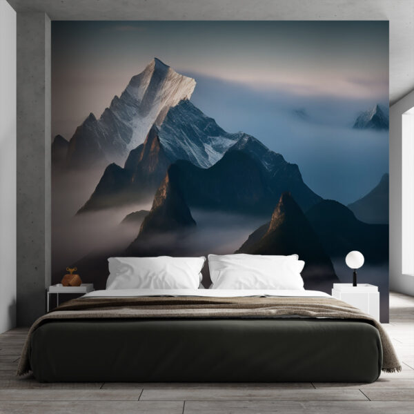 Chaîne de montagnes avec nuages Chaîne de montagnes avec nuages